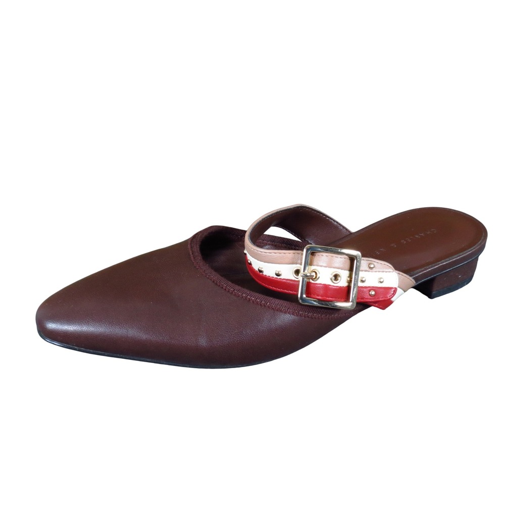 Charles & Keith Women Pointed Toe Mules Size 36 Professional Brown Leather Shoes